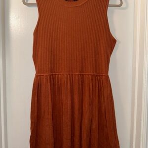 Sleeveless Rust Orange Mini Dress